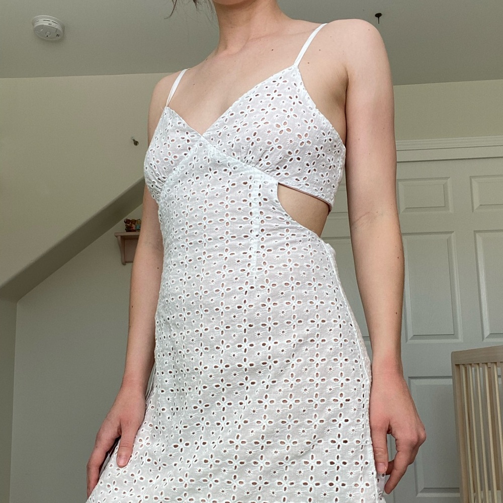 ACOA white cut out eyelet dress